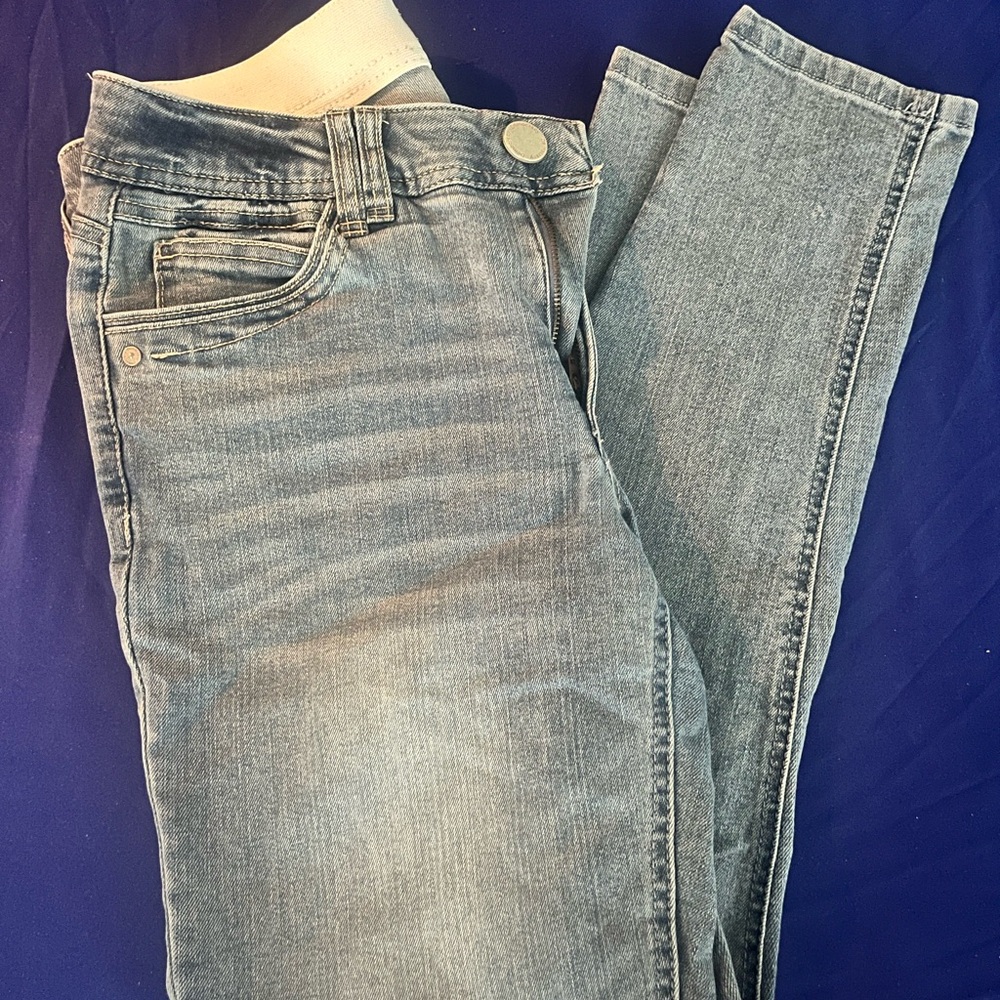 Democracy Blue Straight Leg Jeans with Classic Indigo Finish and Elastic Waist